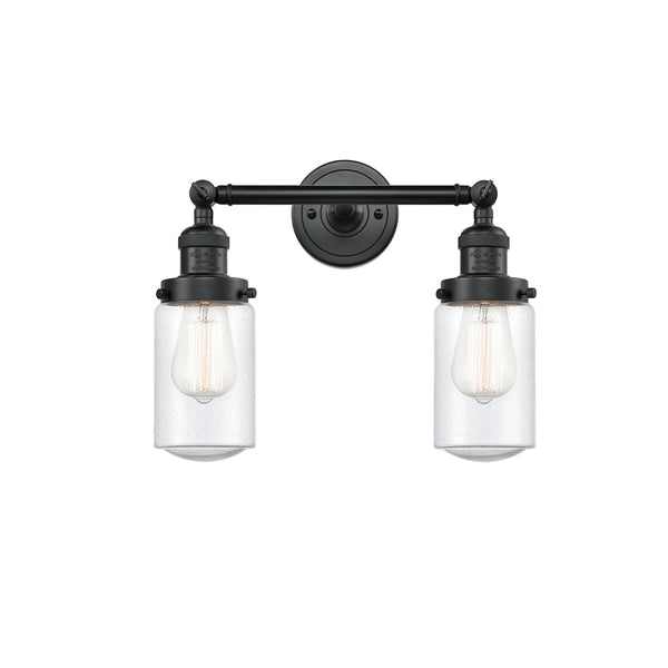 Dover Bath Vanity Light shown in the Matte Black finish with a Seedy shade