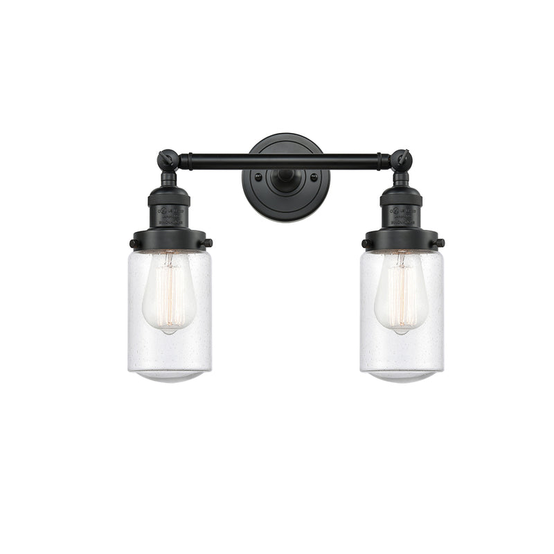 Dover Bath Vanity Light shown in the Matte Black finish with a Seedy shade