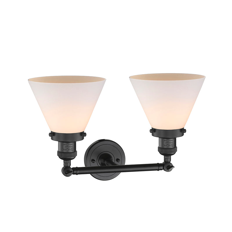 Innovations Lighting Large Cone 2 Light Bath Vanity Light Part Of The Franklin Restoration Collection 208-BK-G41-LED