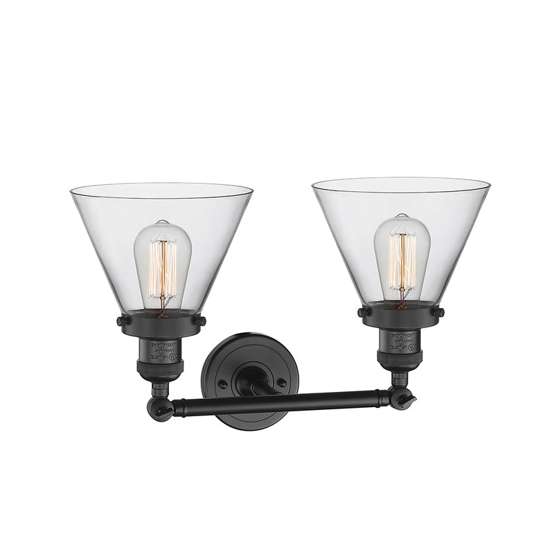 Innovations Lighting Large Cone 2 Light Bath Vanity Light Part Of The Franklin Restoration Collection 208-BK-G42-LED