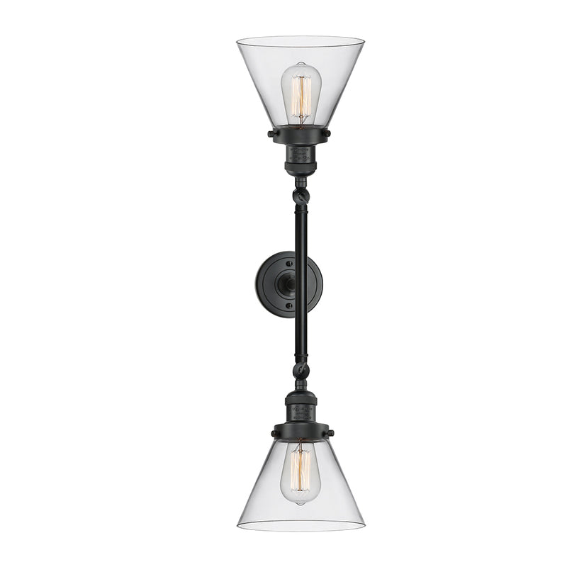 Innovations Lighting Large Cone 2 Light Bath Vanity Light Part Of The Franklin Restoration Collection 208-BK-G42-LED