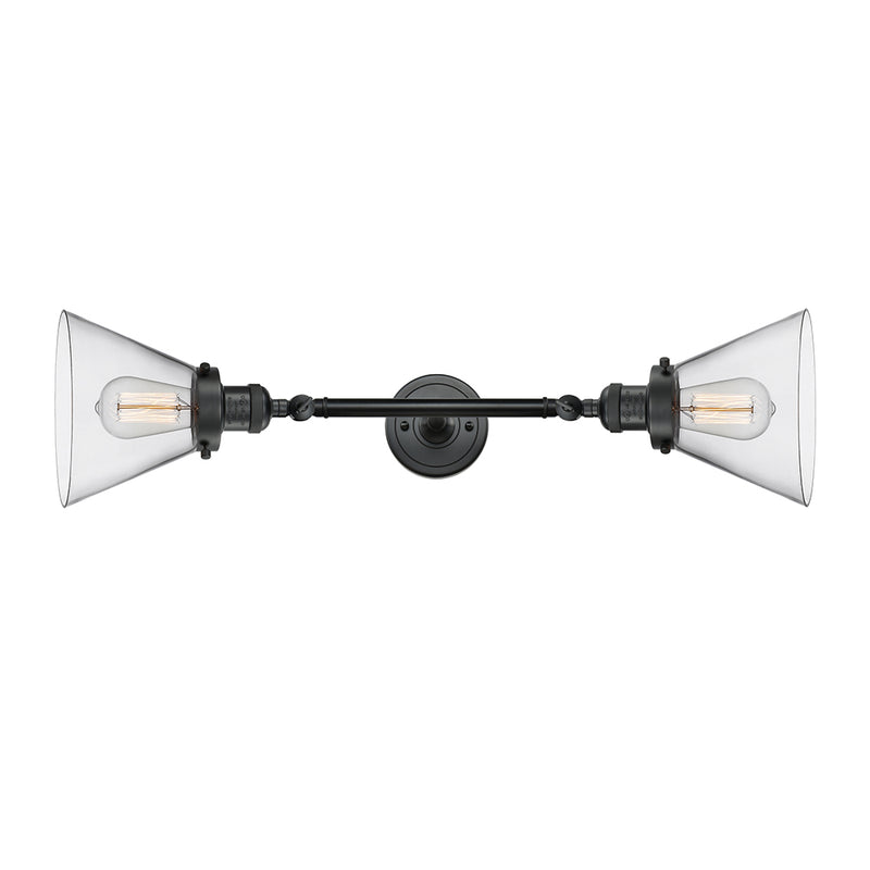 Innovations Lighting Large Cone 2 Light Bath Vanity Light Part Of The Franklin Restoration Collection 208-BK-G42-LED