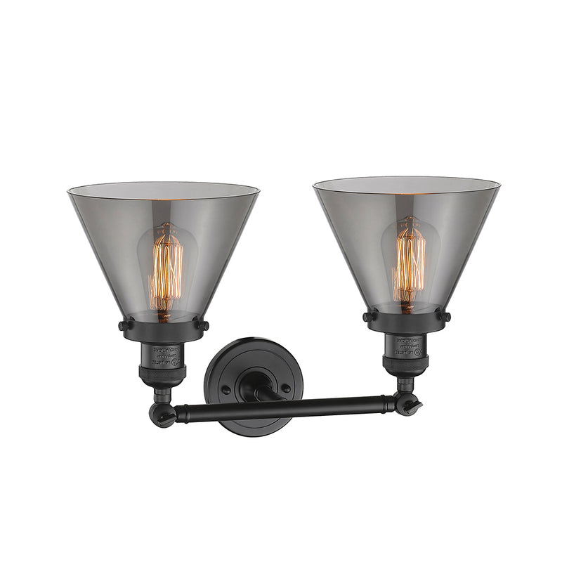 Innovations Lighting Large Cone 2 Light Bath Vanity Light Part Of The Franklin Restoration Collection 208-BK-G43-LED