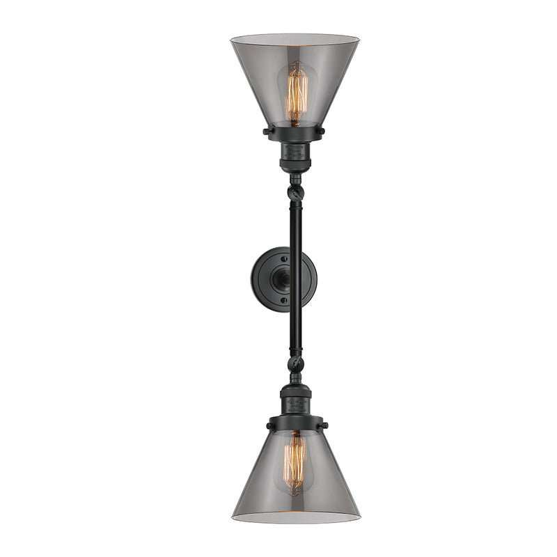 Innovations Lighting Large Cone 2 Light Bath Vanity Light Part Of The Franklin Restoration Collection 208-BK-G43-LED