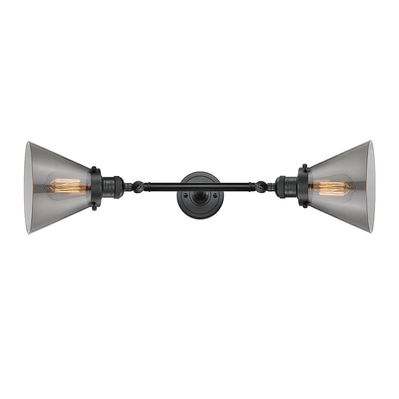 Innovations Lighting Large Cone 2 Light Bath Vanity Light Part Of The Franklin Restoration Collection 208-BK-G43-LED