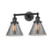 Cone Bath Vanity Light shown in the Matte Black finish with a Plated Smoke shade
