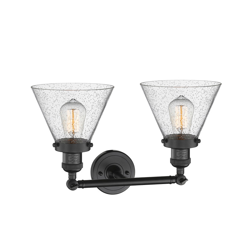Innovations Lighting Large Cone 2 Light Bath Vanity Light Part Of The Franklin Restoration Collection 208-BK-G44