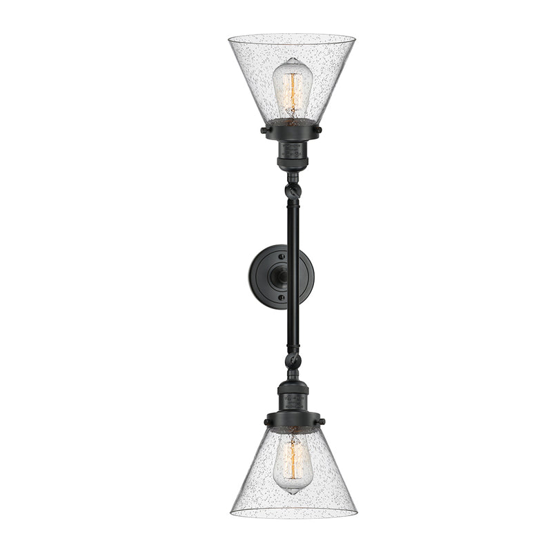 Innovations Lighting Large Cone 2 Light Bath Vanity Light Part Of The Franklin Restoration Collection 208-BK-G44