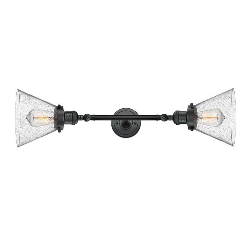 Innovations Lighting Large Cone 2 Light Bath Vanity Light Part Of The Franklin Restoration Collection 208-BK-G44-LED
