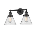 Cone Bath Vanity Light shown in the Matte Black finish with a Seedy shade