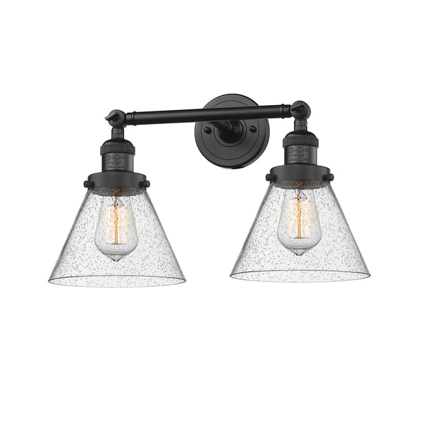 Cone Bath Vanity Light shown in the Matte Black finish with a Seedy shade