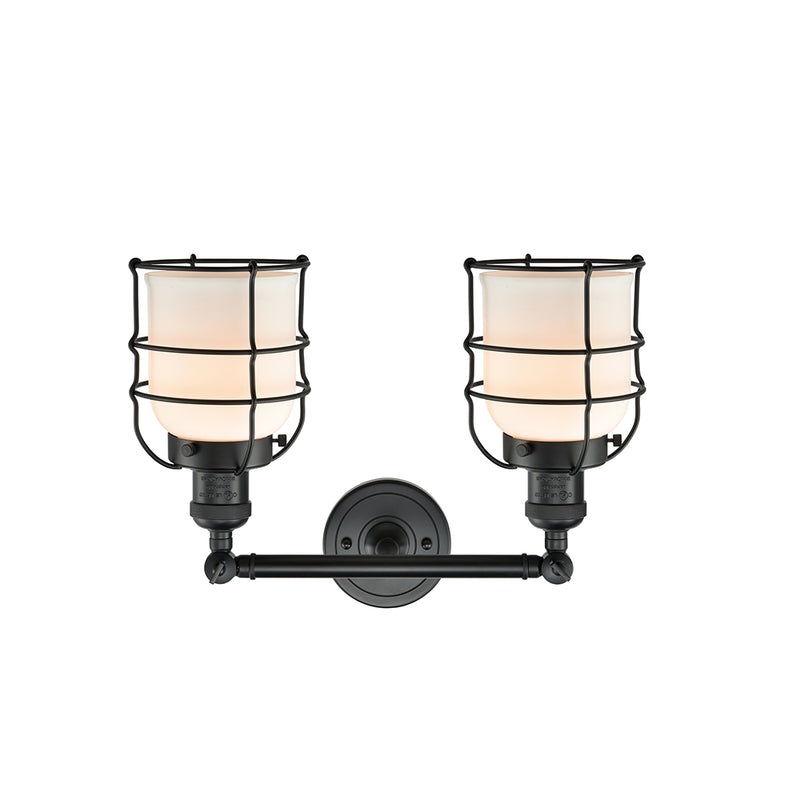 Innovations Lighting Small Bell Cage 2 Light Bath Vanity Light Part Of The Franklin Restoration Collection 208-BK-G51-CE