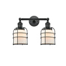 Bell Cage Bath Vanity Light shown in the Matte Black finish with a Matte White shade