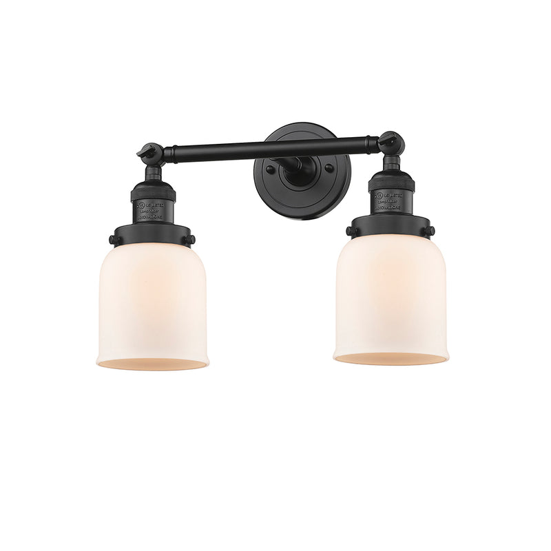 Bell Bath Vanity Light shown in the Matte Black finish with a Matte White shade