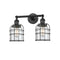 Bell Cage Bath Vanity Light shown in the Matte Black finish with a Clear shade