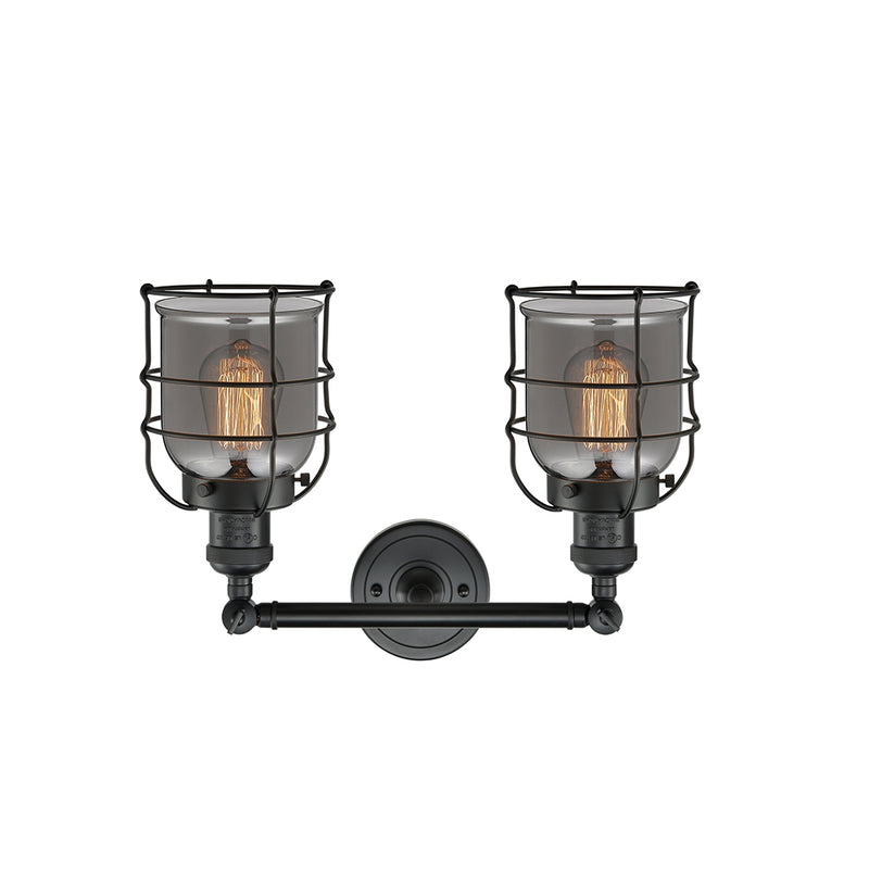 Innovations Lighting Small Bell Cage 2 Light Bath Vanity Light Part Of The Franklin Restoration Collection 208-BK-G53-CE