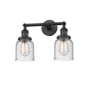Bell Bath Vanity Light shown in the Matte Black finish with a Seedy shade