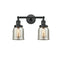 Bell Bath Vanity Light shown in the Matte Black finish with a Silver Plated Mercury shade