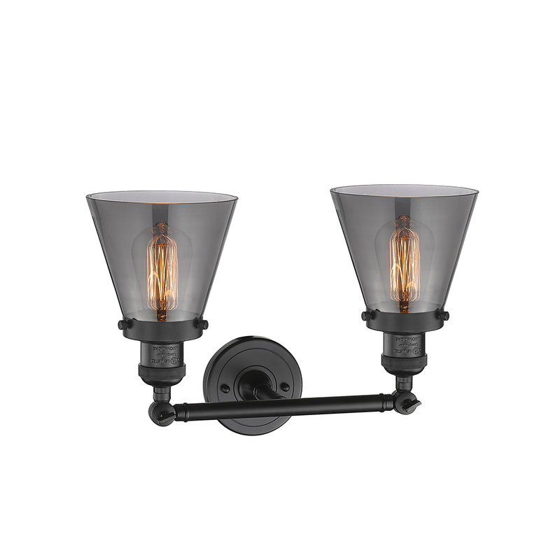 Innovations Lighting Small Cone 2 Light Bath Vanity Light Part Of The Franklin Restoration Collection 208-BK-G63