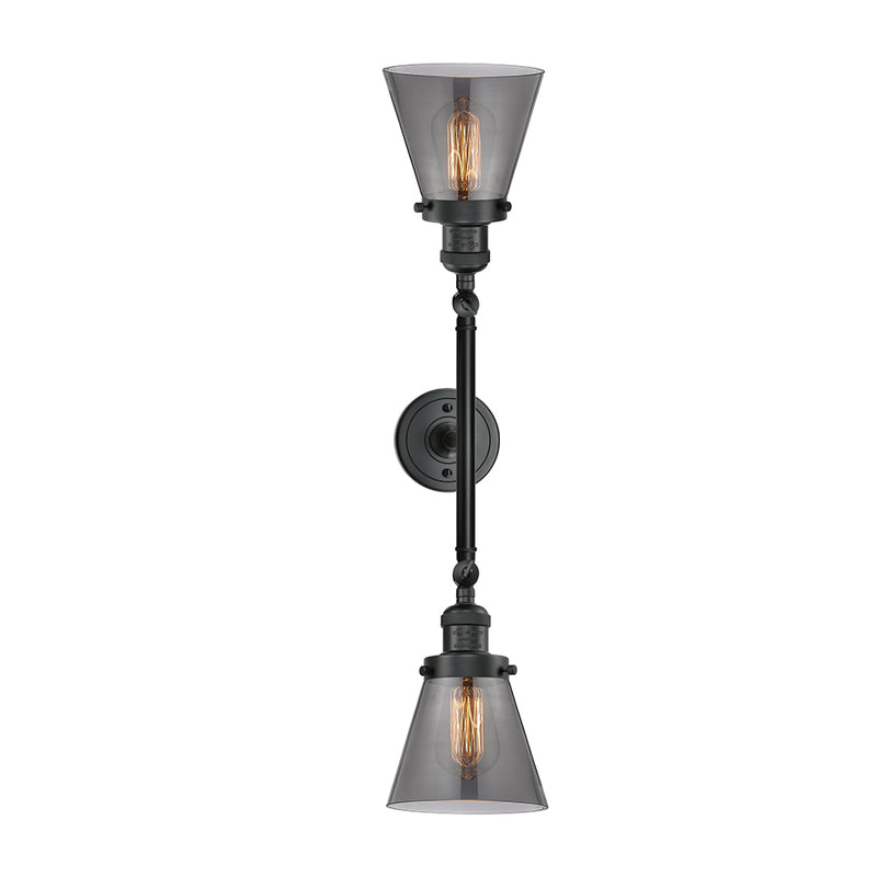 Innovations Lighting Small Cone 2 Light Bath Vanity Light Part Of The Franklin Restoration Collection 208-BK-G63
