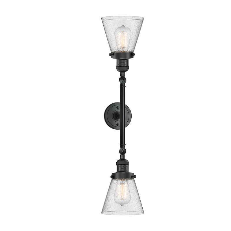 Innovations Lighting Small Cone 2 Light Bath Vanity Light Part Of The Franklin Restoration Collection 208-BK-G64