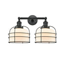 Bell Cage Bath Vanity Light shown in the Matte Black finish with a Matte White shade