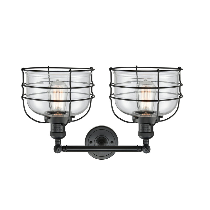 Innovations Lighting Large Bell Cage 2 Light Bath Vanity Light Part Of The Franklin Restoration Collection 208-BK-G72-CE-LED