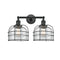Bell Cage Bath Vanity Light shown in the Matte Black finish with a Clear shade