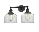 Innovations Lighting Large Bell 2-100 watt 19 inch Black   Clear glass   180 Degree Adjustable Swivels 208BKG72