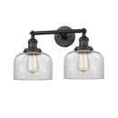 Bell Bath Vanity Light shown in the Matte Black finish with a Clear shade