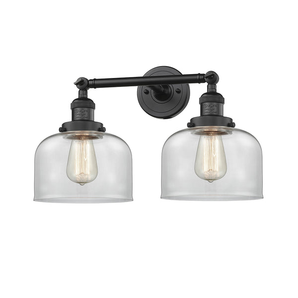 Bell Bath Vanity Light shown in the Matte Black finish with a Clear shade