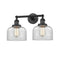 Bell Bath Vanity Light shown in the Matte Black finish with a Clear shade