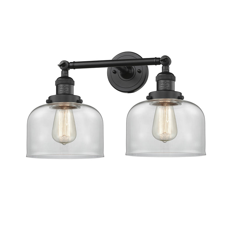 Bell Bath Vanity Light shown in the Matte Black finish with a Clear shade