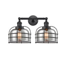 Bell Cage Bath Vanity Light shown in the Matte Black finish with a Plated Smoke shade