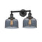 Bell Bath Vanity Light shown in the Matte Black finish with a Plated Smoke shade