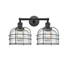 Bell Cage Bath Vanity Light shown in the Matte Black finish with a Seedy shade