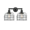 Bell Cage Bath Vanity Light shown in the Matte Black finish with a Seedy shade