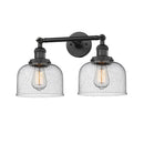 Bell Bath Vanity Light shown in the Matte Black finish with a Seedy shade