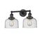 Bell Bath Vanity Light shown in the Matte Black finish with a Seedy shade