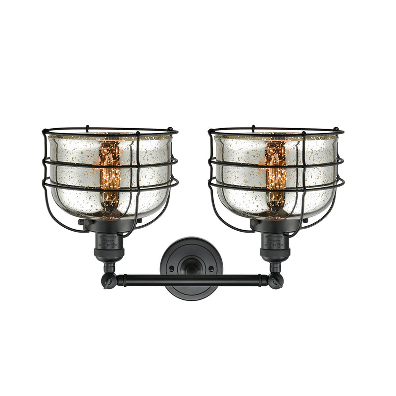 Innovations Lighting Large Bell Cage 2 Light Bath Vanity Light Part Of The Franklin Restoration Collection 208-BK-G78-CE-LED