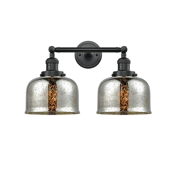 Bell Bath Vanity Light shown in the Matte Black finish with a Silver Plated Mercury shade