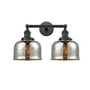 Bell Bath Vanity Light shown in the Matte Black finish with a Silver Plated Mercury shade