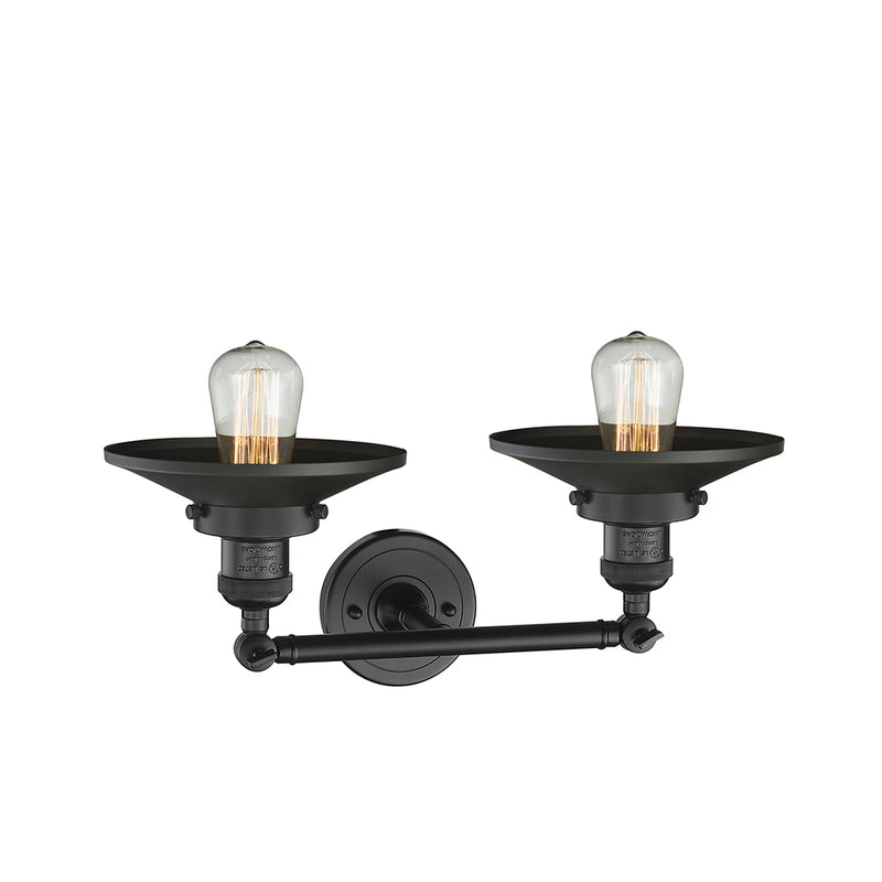 Innovations Lighting Railroad 2 Light Bath Vanity Light Part Of The Franklin Restoration Collection 208-BK-M6-LED