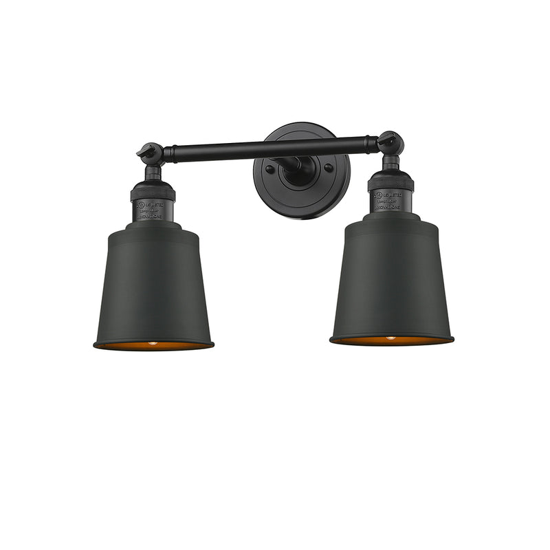 Addison Bath Vanity Light shown in the Matte Black finish with a Matte Black shade