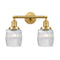 Colton Bath Vanity Light shown in the Satin Gold finish with a Clear Halophane shade