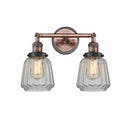 Chatham Bath Vanity Light shown in the Antique Copper finish with a Clear shade