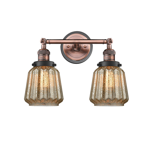 Chatham Bath Vanity Light shown in the Antique Copper finish with a Mercury shade