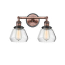 Fulton Bath Vanity Light shown in the Antique Copper finish with a Clear shade