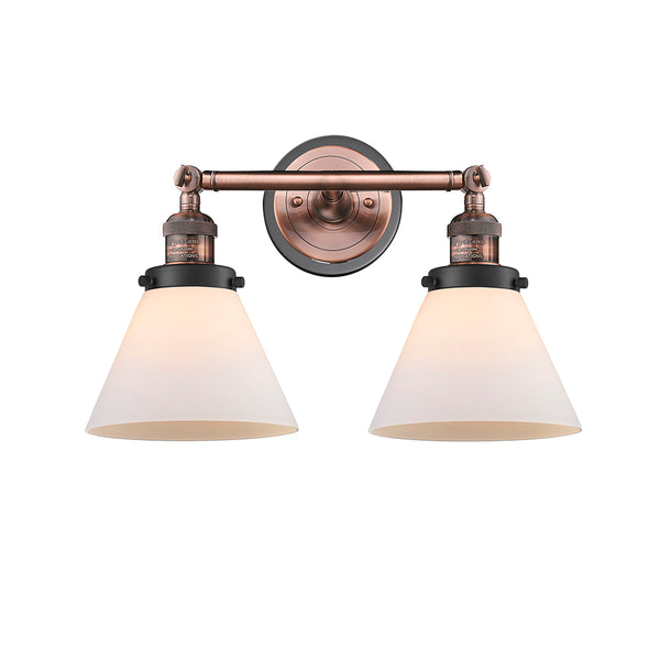 Cone Bath Vanity Light shown in the Antique Copper finish with a Matte White shade