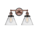 Cone Bath Vanity Light shown in the Antique Copper finish with a Clear shade
